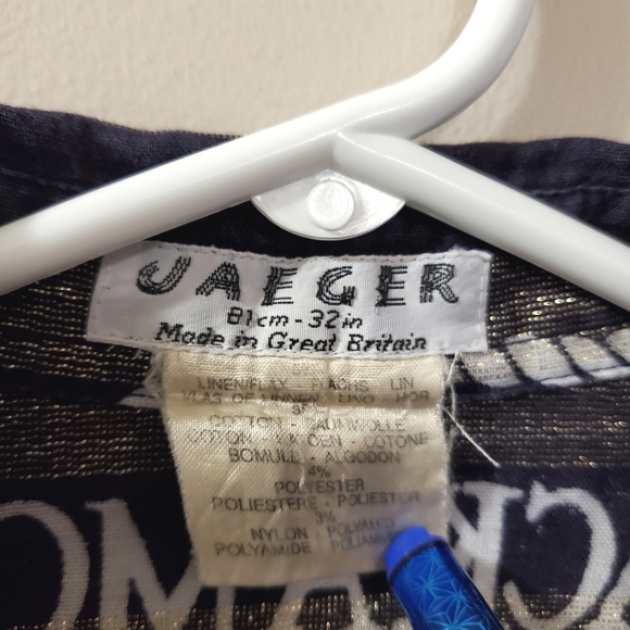 Vintage Jaeger Linen Blend Metallic Stripe Nautical Knots Blouse - Picture 4 of 6